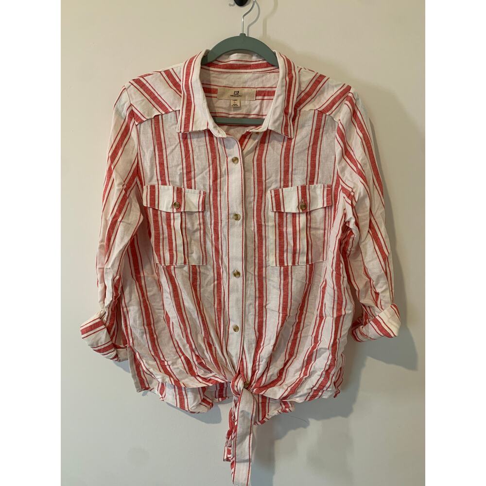 Thread & Supply Beachy Top Womens Size Large Linen Rayon Button Down Vacation